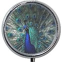 Blue And Green Peacock Mini Round Pill Box View1