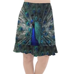 Blue And Green Peacock Fishtail Chiffon Skirt by Sarkoni