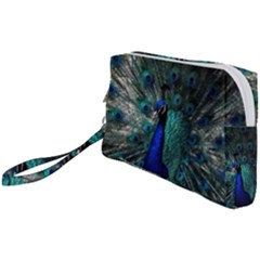 Blue And Green Peacock Wristlet Pouch Bag (small) by Sarkoni