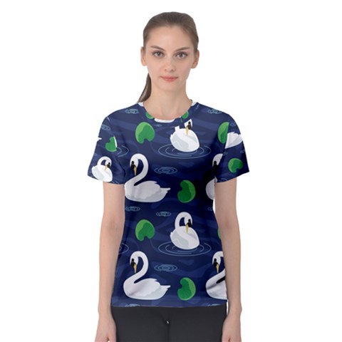 Swan-pattern-elegant-design Women s Sport Mesh T-shirt by Proyonanggan