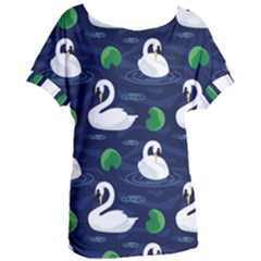 Swan-pattern-elegant-design Women s Oversized T-shirt by Proyonanggan