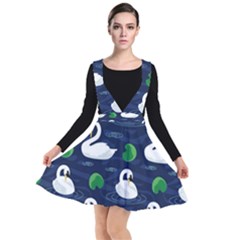 Swan-pattern-elegant-design Plunge Pinafore Dress by Proyonanggan