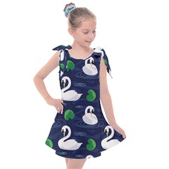 Swan-pattern-elegant-design Kids  Tie Up Tunic Dress by Proyonanggan