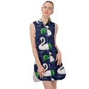 Swan-pattern-elegant-design Sleeveless Shirt Dress View1