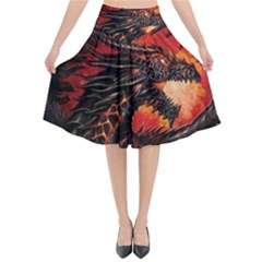 Dragon Flared Midi Skirt by Ndabl3x