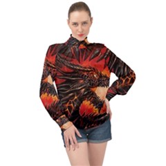 Dragon High Neck Long Sleeve Chiffon Top by Ndabl3x