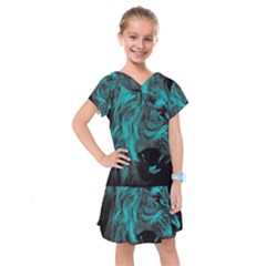 Angry Male Lion Predator Carnivore Kids  Drop Waist Dress by Ndabl3x