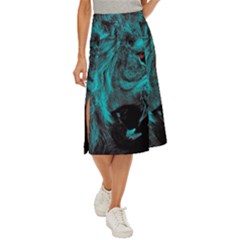 Angry Male Lion Predator Carnivore Midi Panel Skirt by Ndabl3x