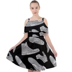 Pattern Shiny Shoes Cut Out Shoulders Chiffon Dress by Ndabl3x