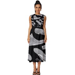 Pattern Shiny Shoes Sleeveless Round Neck Midi Dress by Ndabl3x