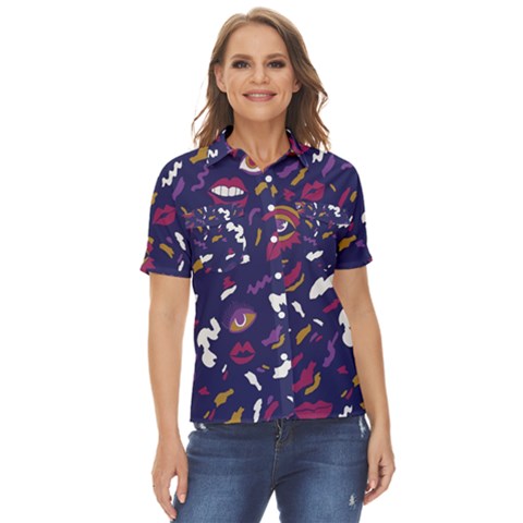 Pattern Burton Galmour Women s Short Sleeve Double Pocket Shirt by Ndabl3x