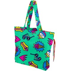 Pattern Adweek Summer Drawstring Tote Bag by Ndabl3x