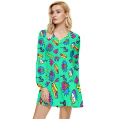 Pattern Adweek Summer Tiered Long Sleeve Mini Dress by Ndabl3x