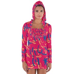 Pattern Booty Faces Long Sleeve Hooded T-shirt by Ndabl3x