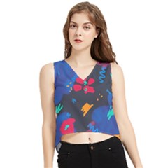 Patterns Rosebuds V-neck Cropped Tank Top by Ndabl3x