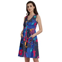 Patterns Rosebuds Sleeveless Dress With Pocket