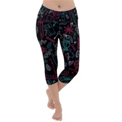 Abstract Pattern Lightweight Velour Capri Yoga Leggings