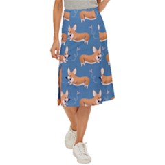 Corgi Patterns Midi Panel Skirt by Ndabl3x