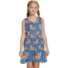 Corgi Patterns Kids  Sleeveless Tiered Mini Dress by Ndabl3x