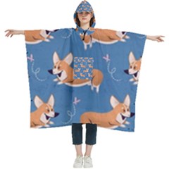 Corgi Patterns Women s Hooded Rain Ponchos by Ndabl3x