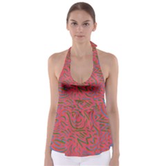 Pattern Saying Wavy Tie Back Tankini Top by Ndabl3x