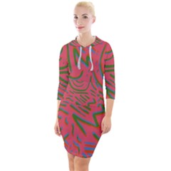 Pattern Saying Wavy Quarter Sleeve Hood Bodycon Dress by Ndabl3x