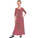 Pattern Saying Wavy Kids  Quarter Sleeve Maxi Dress View1