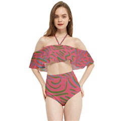 Pattern Saying Wavy Halter Flowy Bikini Set  by Ndabl3x