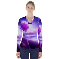 Fantasy World V-neck Long Sleeve Top by Ndabl3x