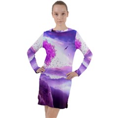 Fantasy World Long Sleeve Hoodie Dress