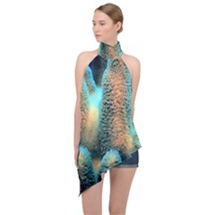 Photo Coral Great Scleractinia Halter Asymmetric Satin Top