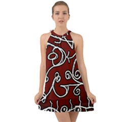 Ethnic Reminiscences Print Design Halter Tie Back Chiffon Dress