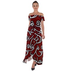 Ethnic Reminiscences Print Design Off Shoulder Open Front Chiffon Dress by dflcprintsclothing