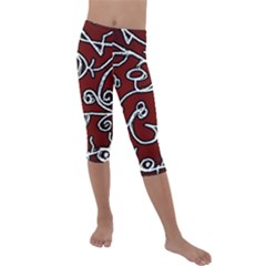 Ethnic Reminiscences Print Design Kids  Lightweight Velour Capri Leggings  by dflcprintsclothing