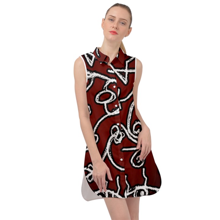 Ethnic Reminiscences Print Design Sleeveless Shirt Dress