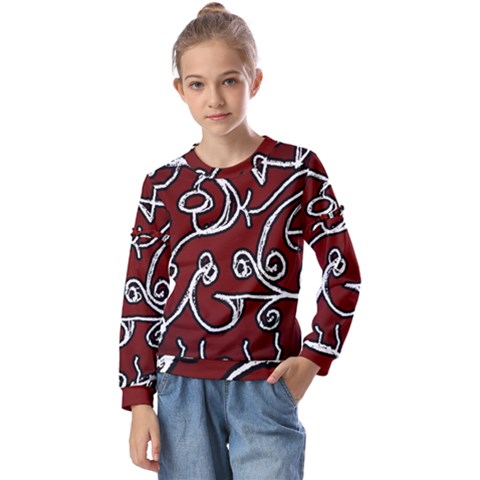 Ethnic Reminiscences Print Design Kids  Long Sleeve T-shirt With Frill  by dflcprintsclothing