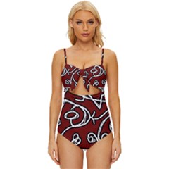 Ethnic Reminiscences Print Design Knot Front One-piece Swimsuit by dflcprintsclothing