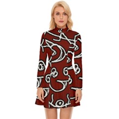 Ethnic Reminiscences Print Design Long Sleeve Velour Longline Dress by dflcprintsclothing