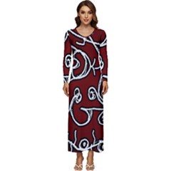 Ethnic Reminiscences Print Design Long Sleeve Longline Maxi Dress by dflcprintsclothing