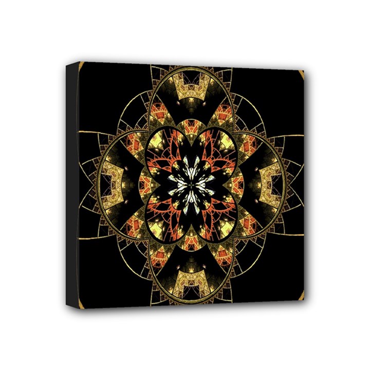 Fractal Stained Glass Ornate Mini Canvas 4  x 4  (Stretched)