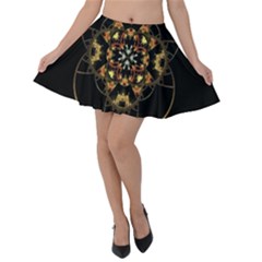 Fractal Stained Glass Ornate Velvet Skater Skirt by Sarkoni