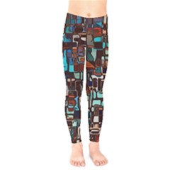 Stained Glass Mosaic Abstract Kids  Leggings by Sarkoni