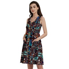 Stained Glass Mosaic Abstract Sleeveless Dress With Pocket