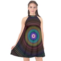 Artskop Kaleidoscope Pattern Halter Neckline Chiffon Dress  by Sarkoni