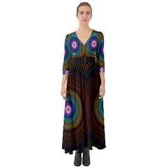 Artskop Kaleidoscope Pattern Button Up Boho Maxi Dress by Sarkoni