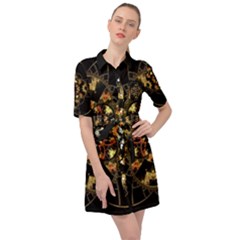 Fractal Stained Glass Ornate Belted Shirt Dress by Sarkoni