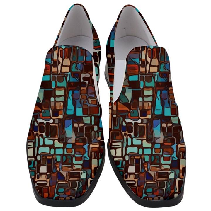 Stained Glass Mosaic Abstract Women Slip On Heel Loafers