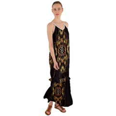 Fractal Stained Glass Ornate Cami Maxi Ruffle Chiffon Dress by Sarkoni