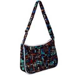 Stained Glass Mosaic Abstract Zip Up Shoulder Bag by Sarkoni