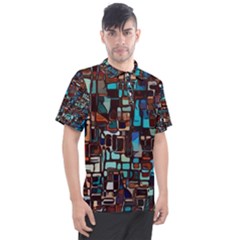 Stained Glass Mosaic Abstract Men s Polo T-shirt by Sarkoni